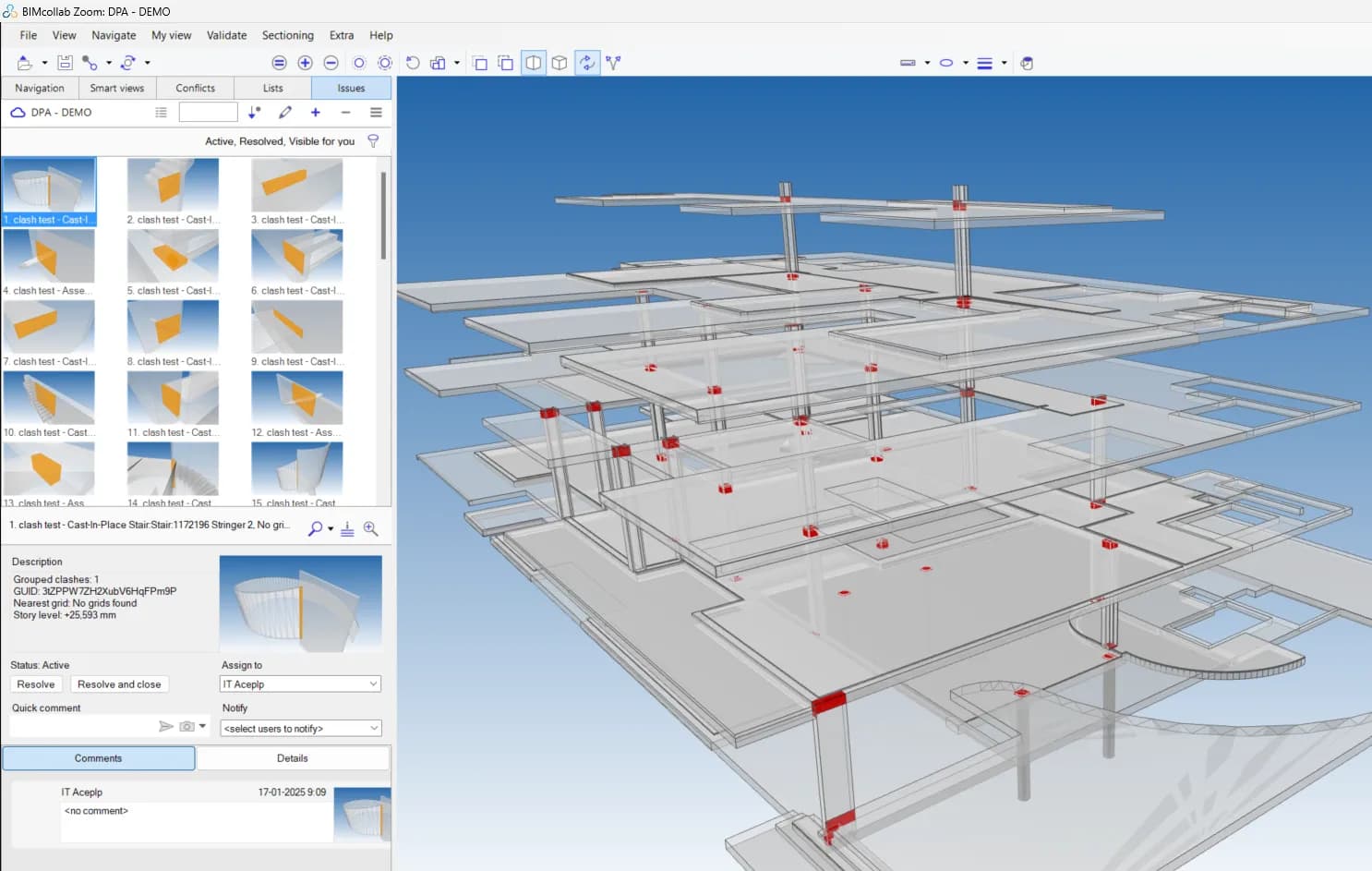 Example of a structural element violating spacing requirements with MEP components