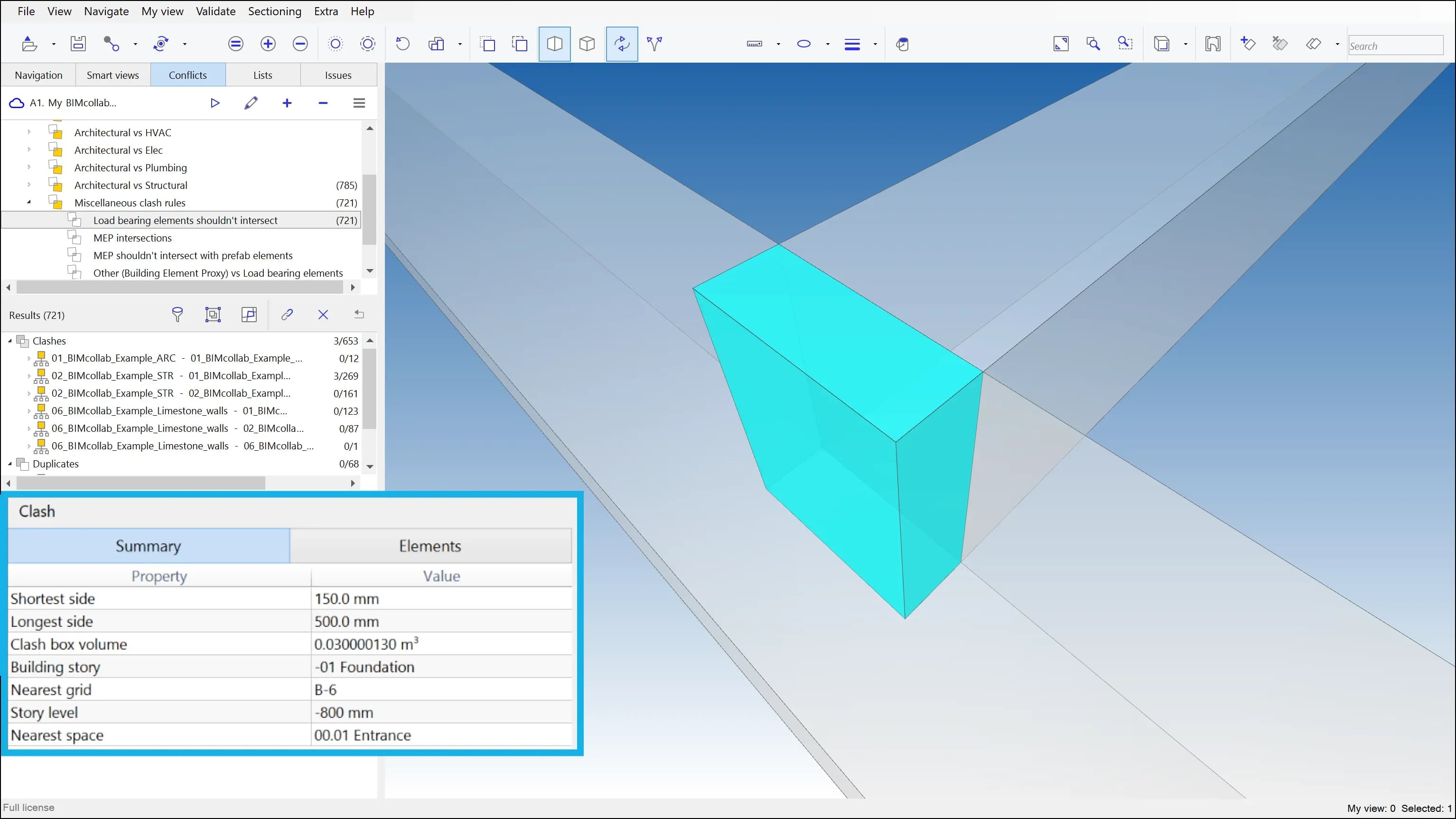 BIM clash detection interface showing equipment coordination